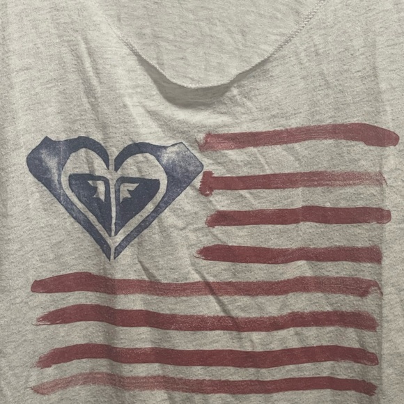 Roxy Women's White Tank Top with Blue and Red Graphic - Picture 2 of 4